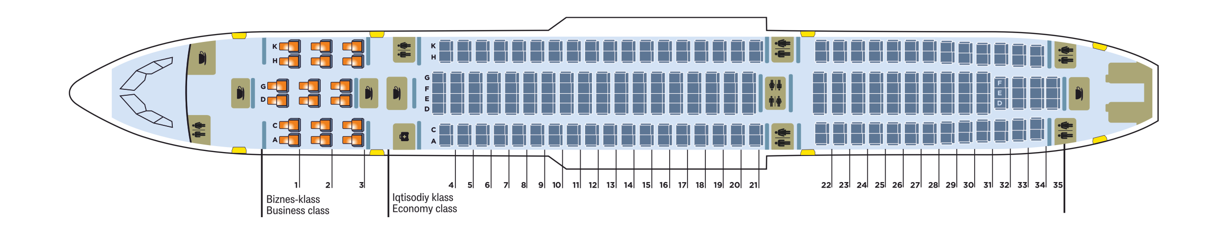 Схема салона боинг 787 узбекские авиалинии
